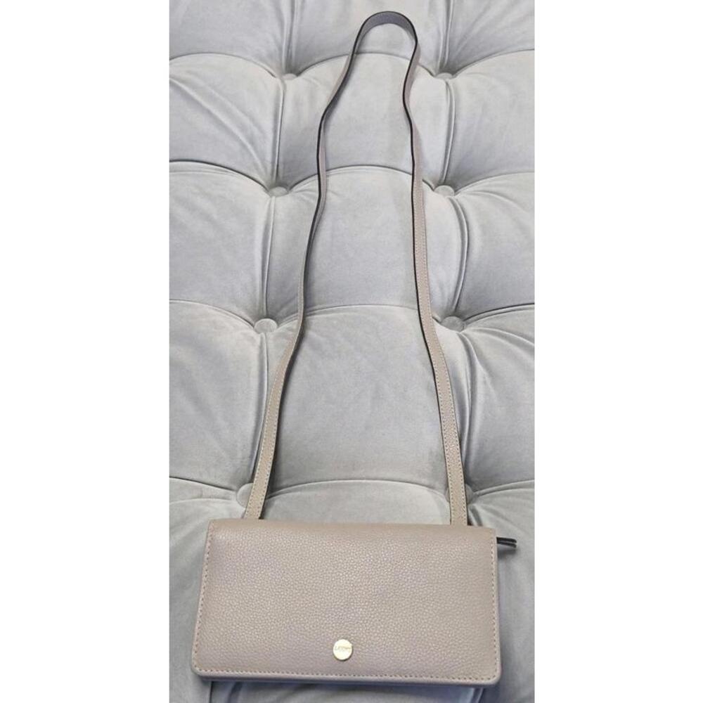 LODIS Audrey Gray Leather Crossbody Sling Envelope Snap Purse Bag
